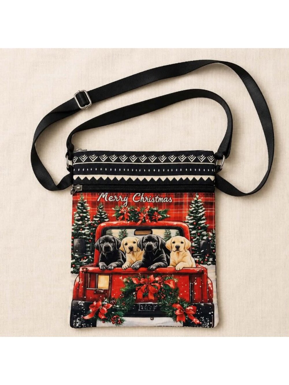 Christmas Labrador Puppies Crossbody Phone Bag